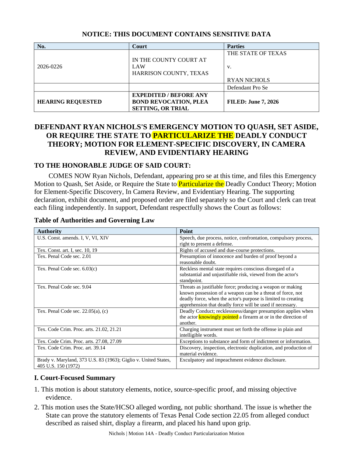 Motion — page 1