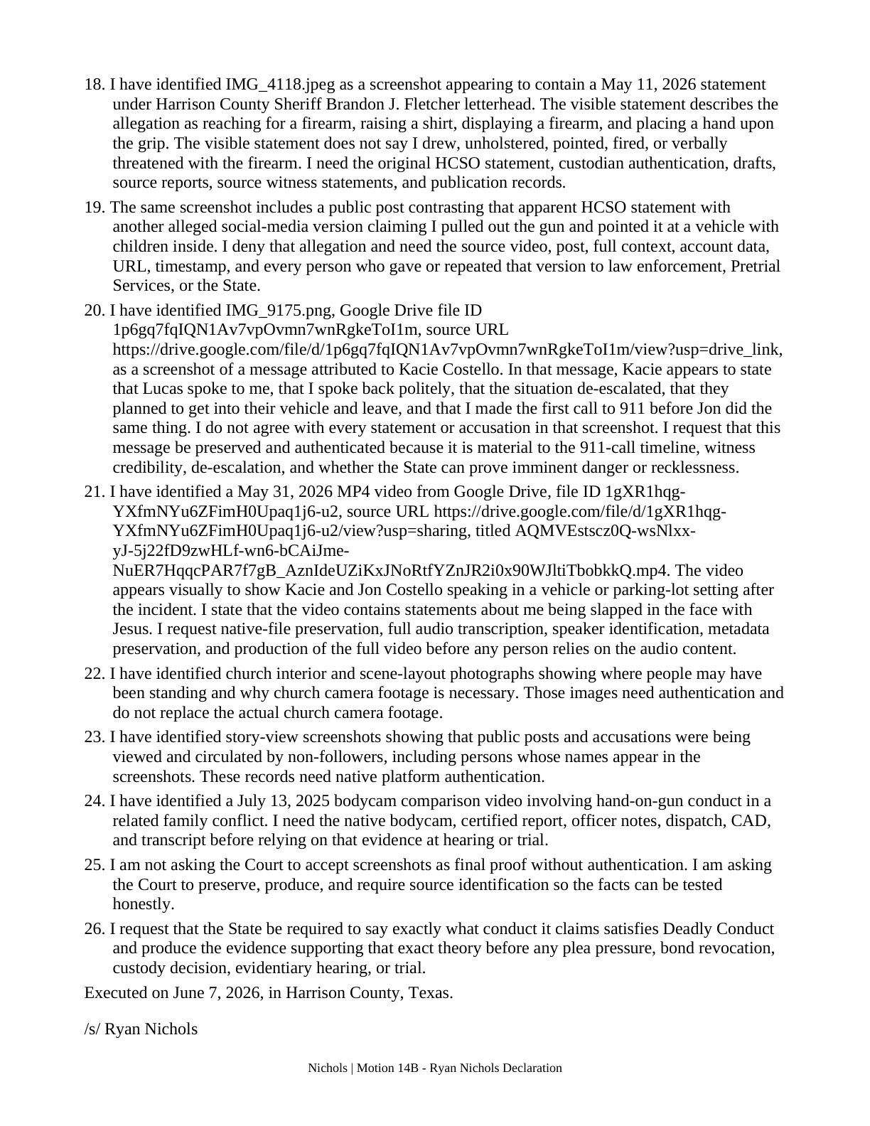 Declaration — page 2