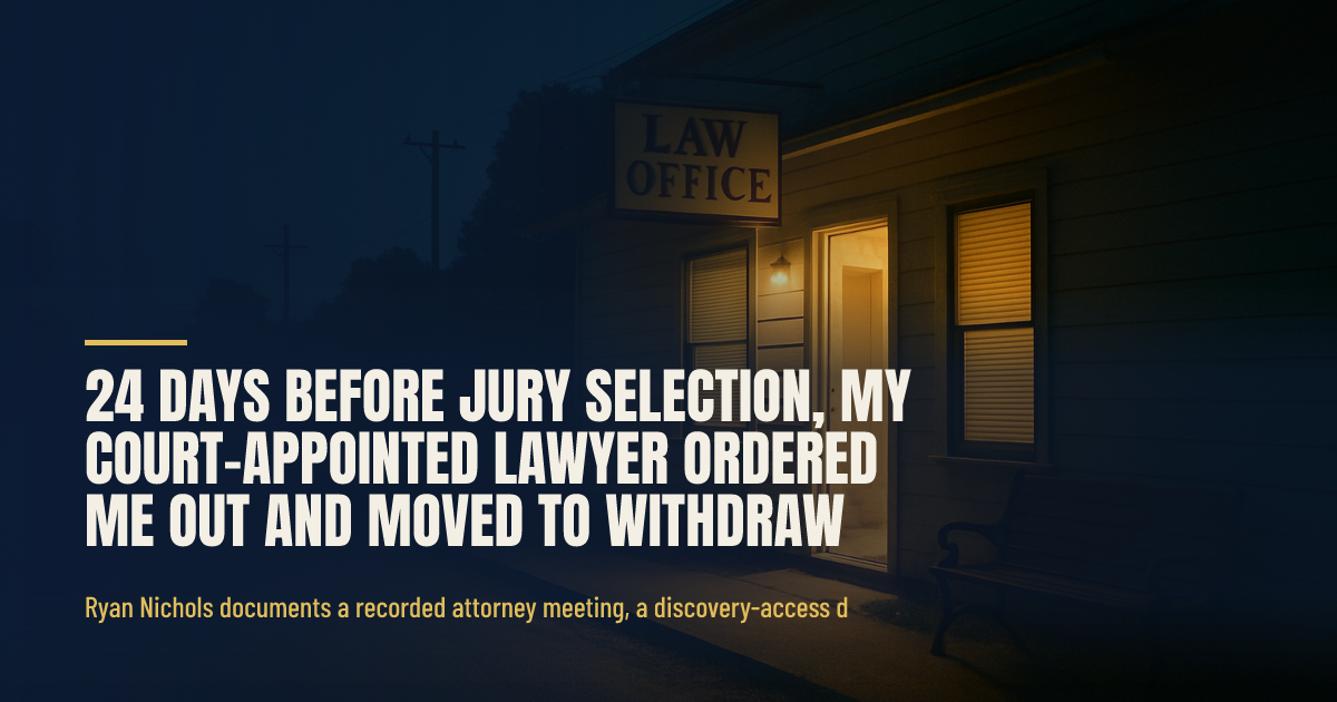 24 Days Before Jury Selection, My Court-Appointed Lawyer Ordered Me Out and Moved to Withdraw social preview