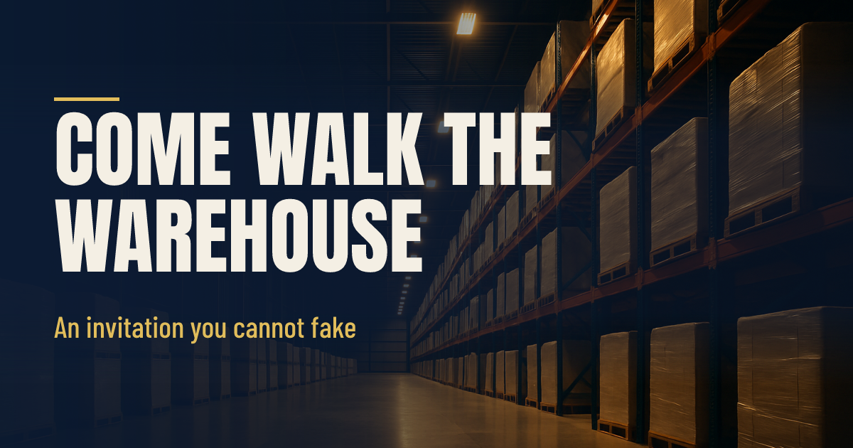 Come Walk the Warehouse. That Is the Whole Pitch. social preview