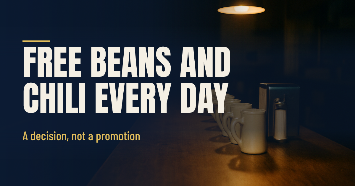 Free Beans and Chili Every Day Since 1983 social preview