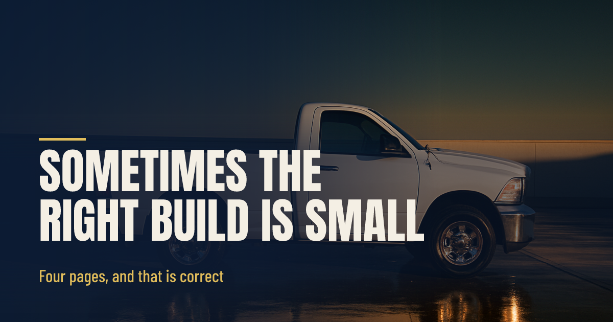 Sometimes the Right Build Is Four Pages social preview