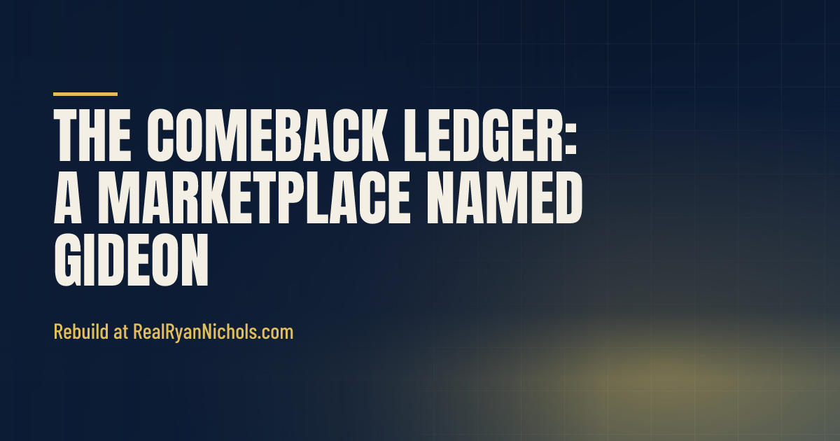 The Comeback Ledger: A Marketplace Named Gideon social preview