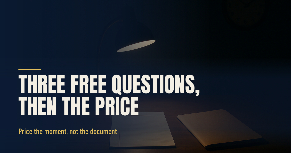 Three Free Questions Before Anybody Pays social preview